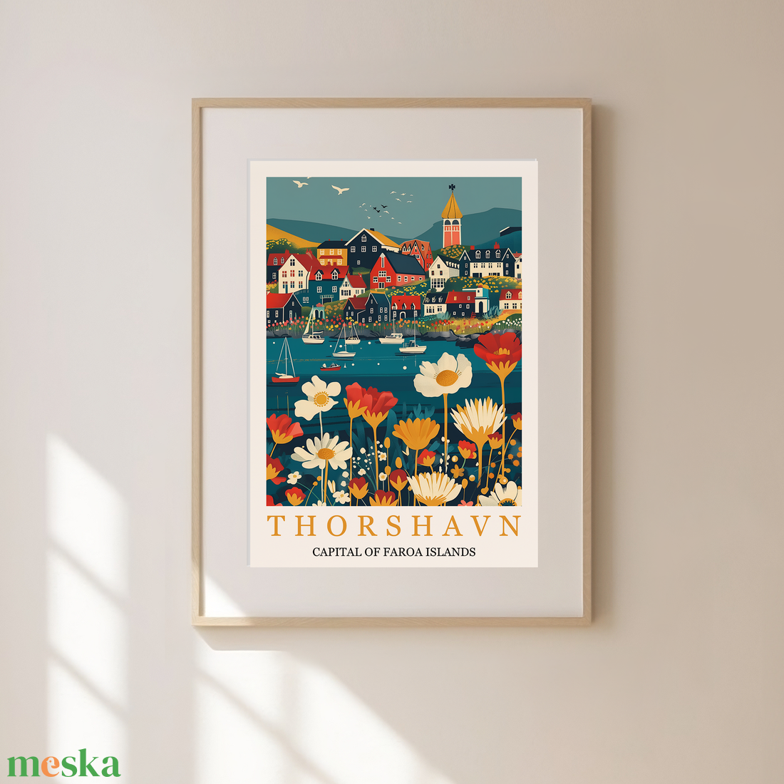 Thorshavn Inspirálta Travel Poster  Egyedi és Hangulatos Dekoráció - művészet - grafika & illusztráció - művészi nyomat - Meska.hu