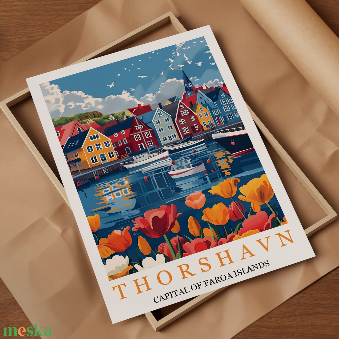 Thorshavn Inspirálta Travel Poster  Egyedi és Hangulatos Dekoráció - művészet - grafika & illusztráció - művészi nyomat - Meska.hu