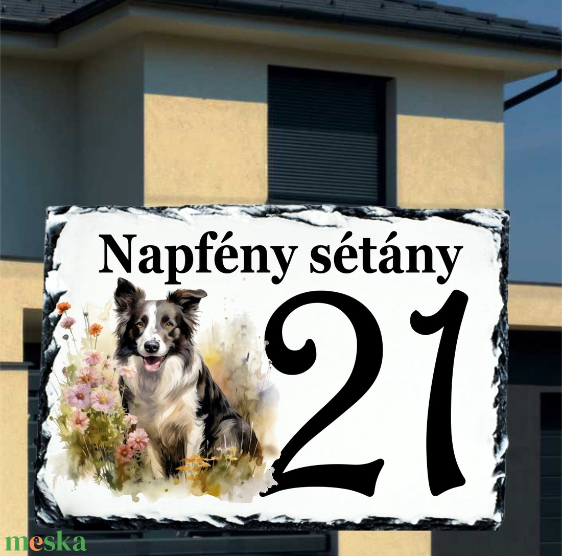 Házszám tábla Border Collie 3. mintával - otthon & életmód - ház & kert - házszám - Meska.hu