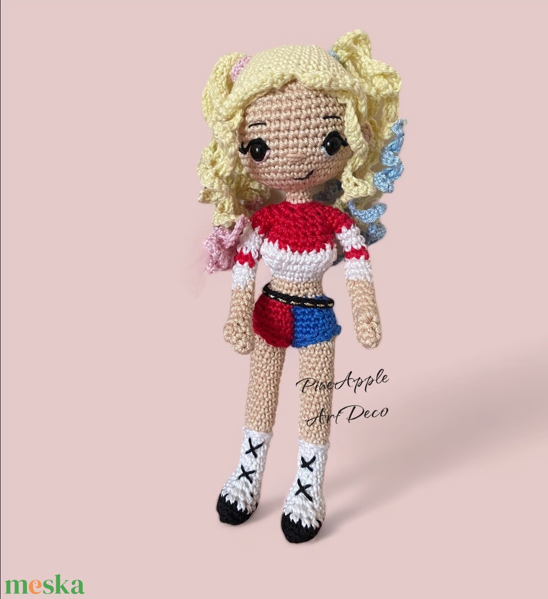 Harley Quinn horgolt baba amigurumi  (Messza) - játék & sport - baba & babaház - baba - Meska.hu