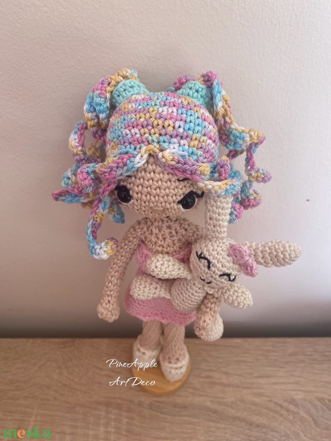 Pinkie horgolt baba amigurumi kis nyuszival (Messza) - játék & sport - baba & babaház - baba - Meska.hu