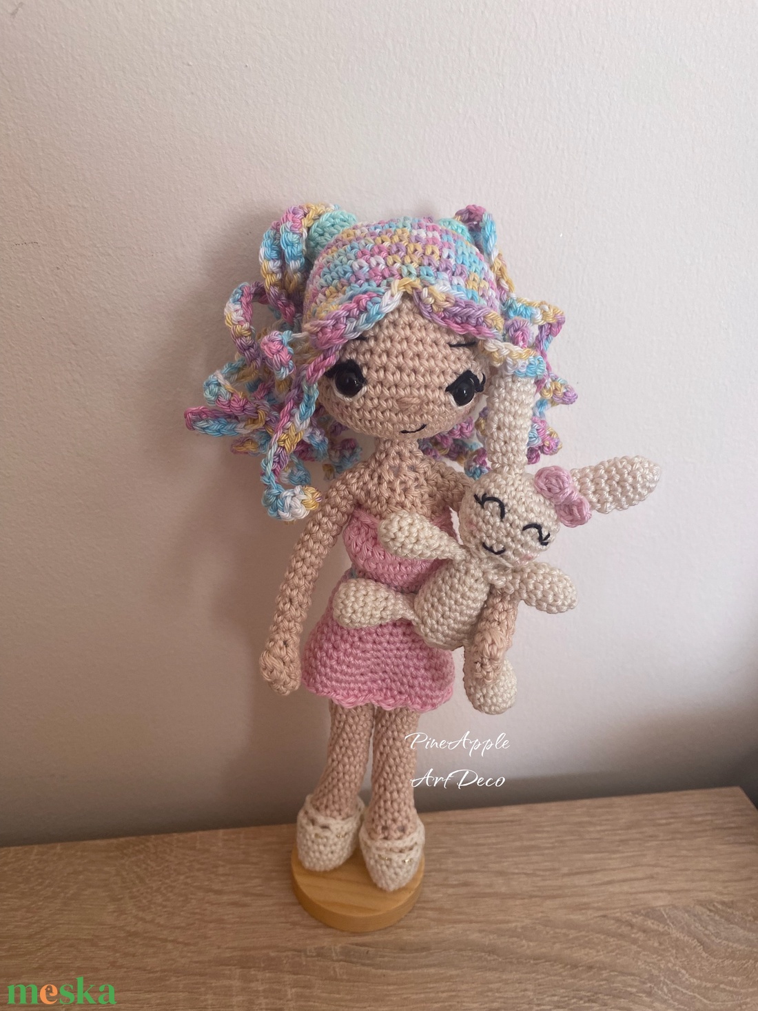 Pinkie horgolt baba amigurumi kis nyuszival (Messza) - játék & sport - baba & babaház - baba - Meska.hu