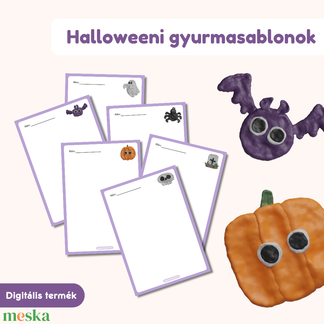 Halloweeni gyurmasablonok  - játék & sport - készségfejlesztő és logikai játék - oktató játékok - Meska.hu