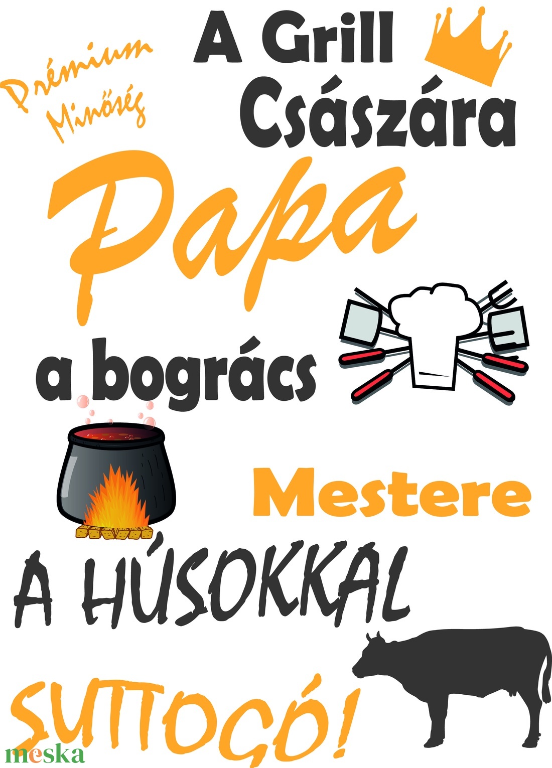 A grill császára kötény - otthon & életmód - konyhafelszerelés, tálalás - konyhai textil - kötény - Meska.hu