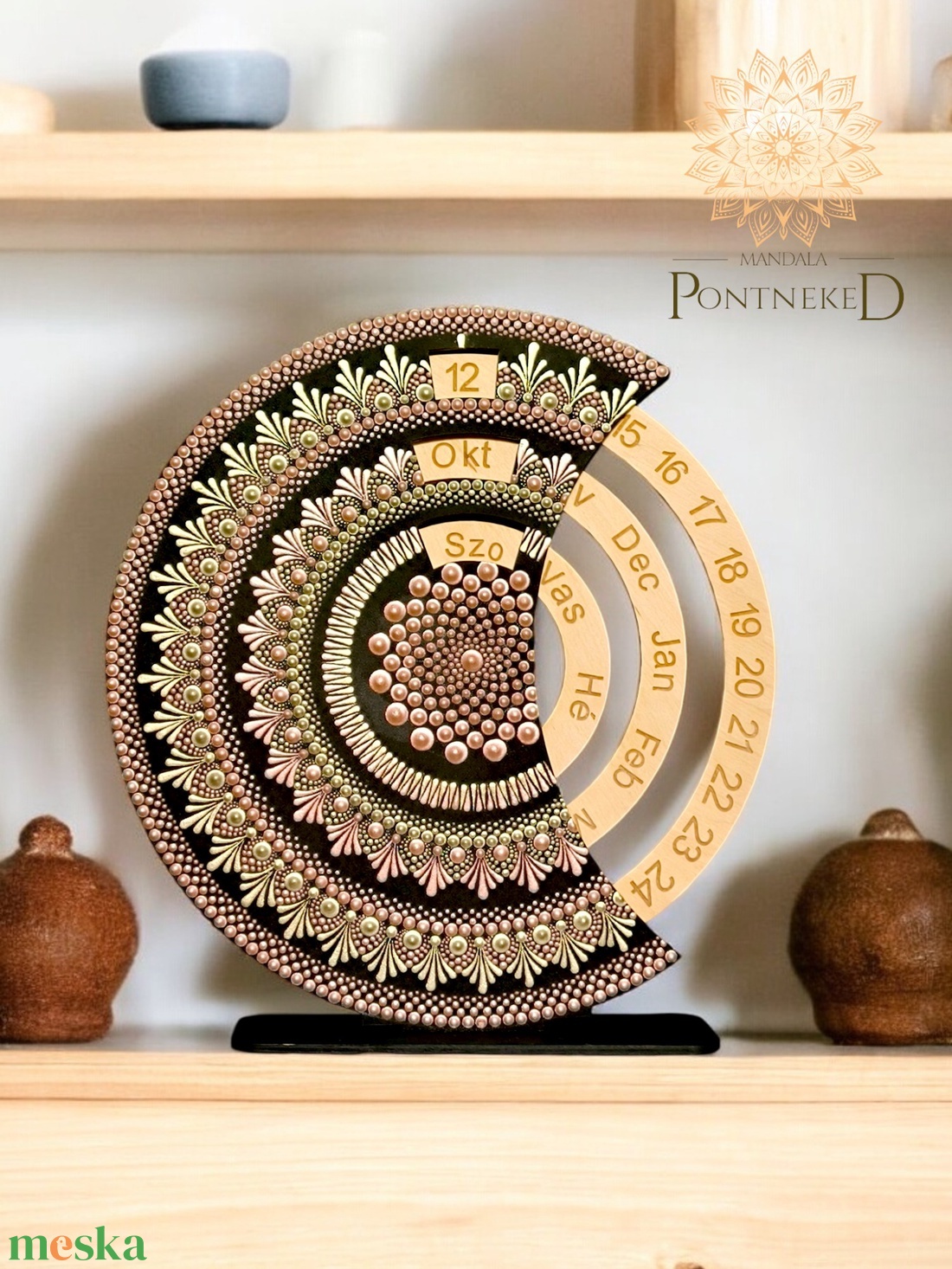 Mandala öröknaptár, álló (25 cm átmérőjű) - otthon & életmód - dekoráció - fali és függő dekoráció - falinaptár & öröknaptár - Meska.hu