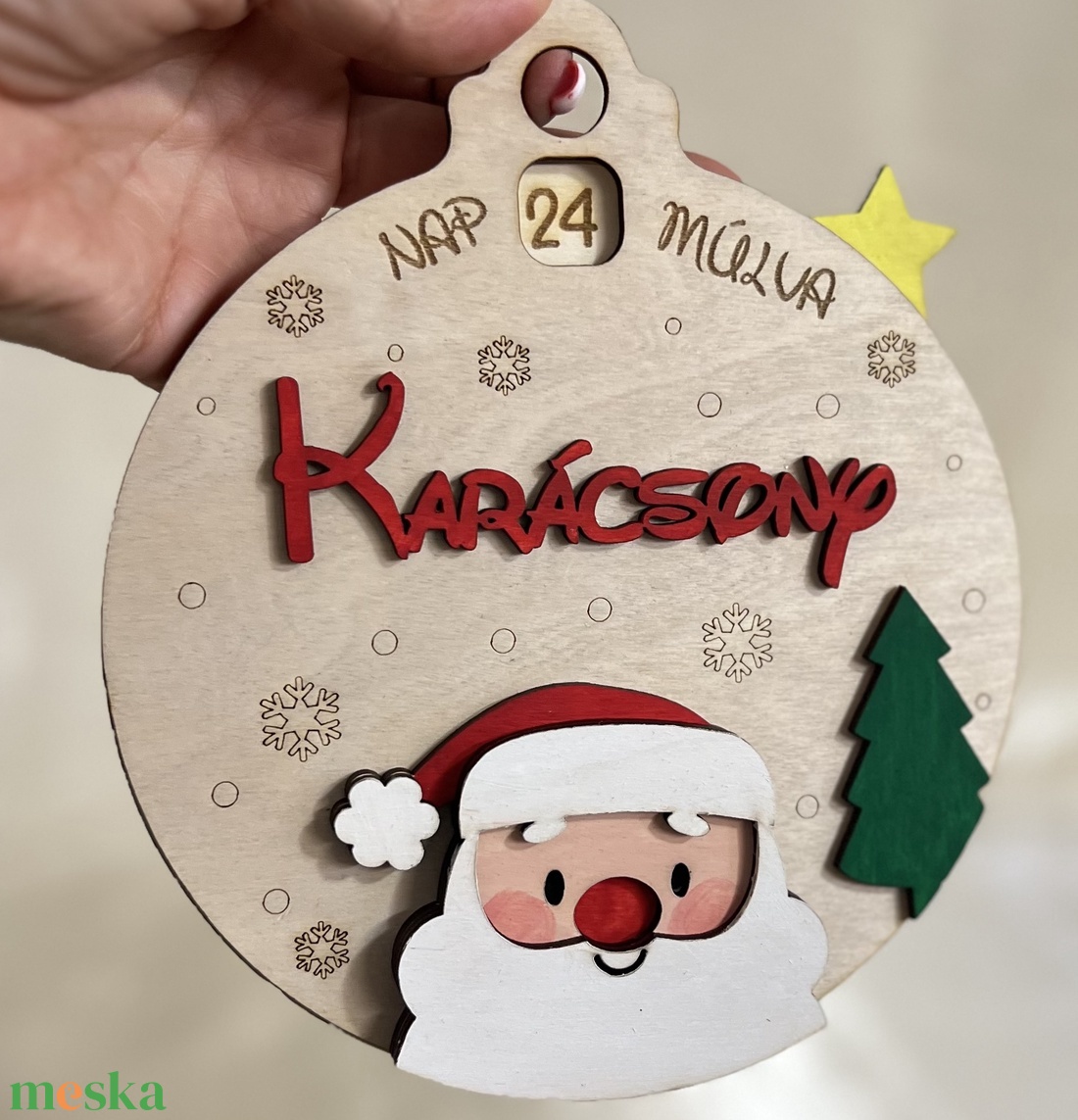 Adventi visszaszámoló karácsonyfadísz  - karácsony - adventi díszek - adventi naptár - Meska.hu