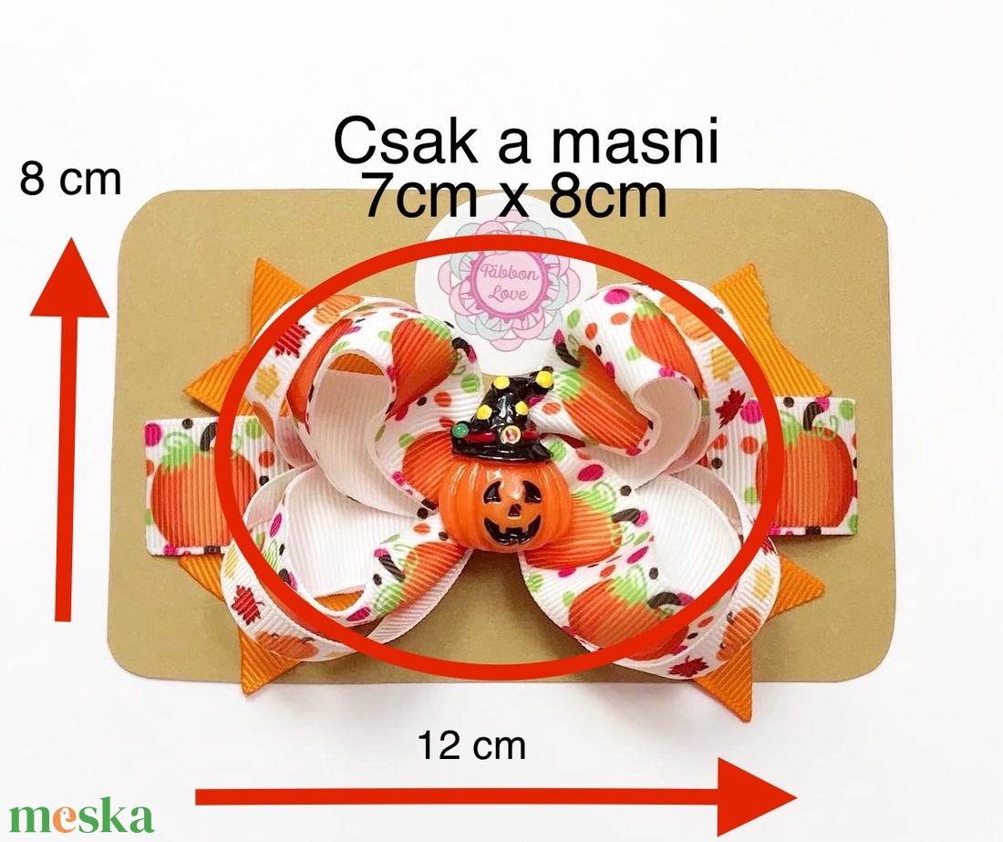 Halloween, tök mintás nagy masnis hajcsat - otthon & életmód - dekoráció - halloween - halloweeni jelmez és kiegészítők - Meska.hu