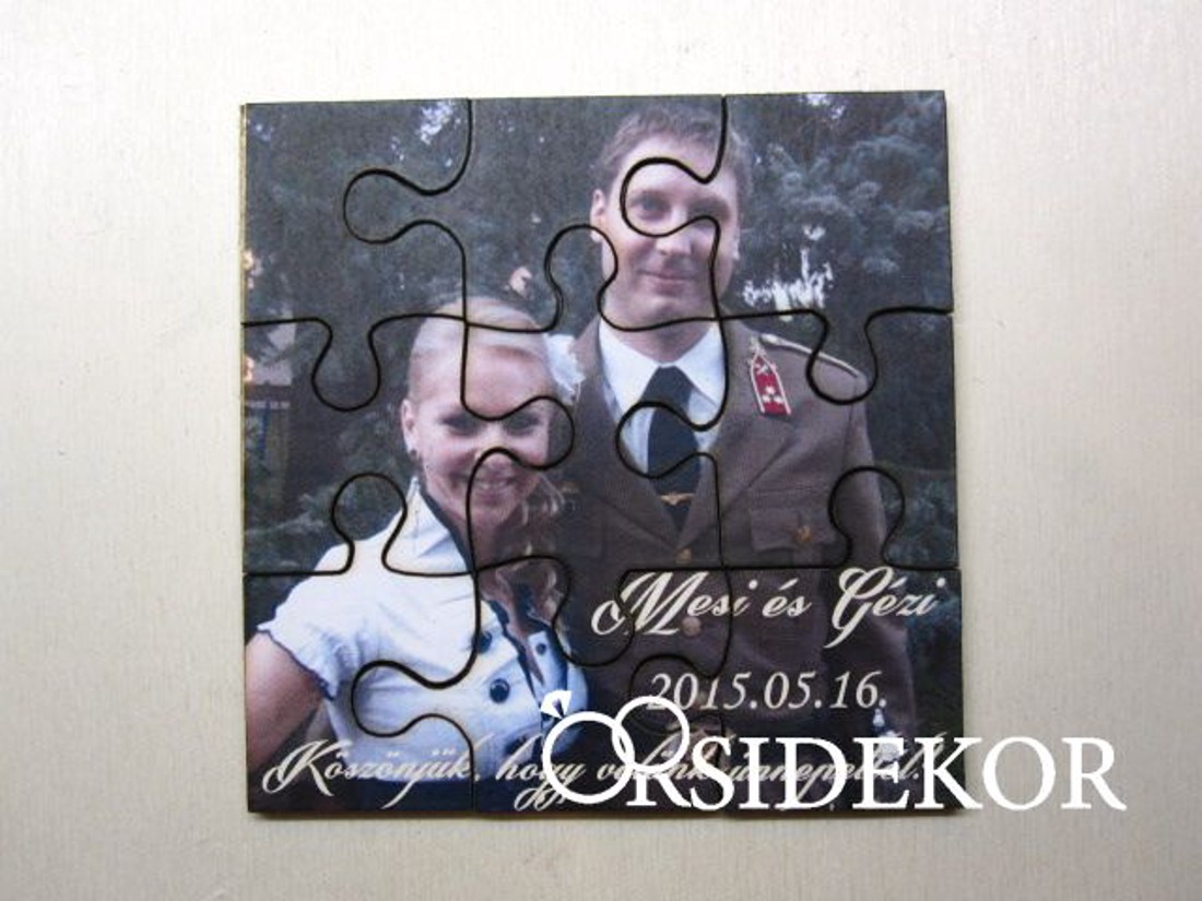 Puzzle köszönetajándék saját képpel, organza zsákban - esküvő - emlék & ajándék - köszönőajándék - Meska.hu