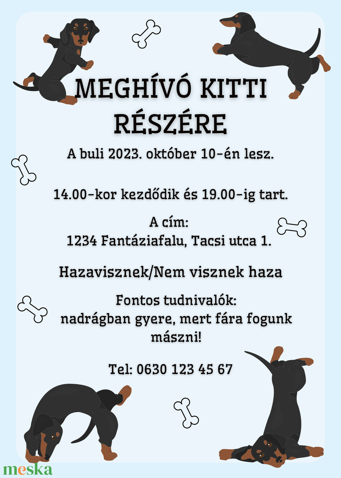 Születésnapi tacskós meghívó - otthon & életmód - papír írószer - meghívó - Meska.hu