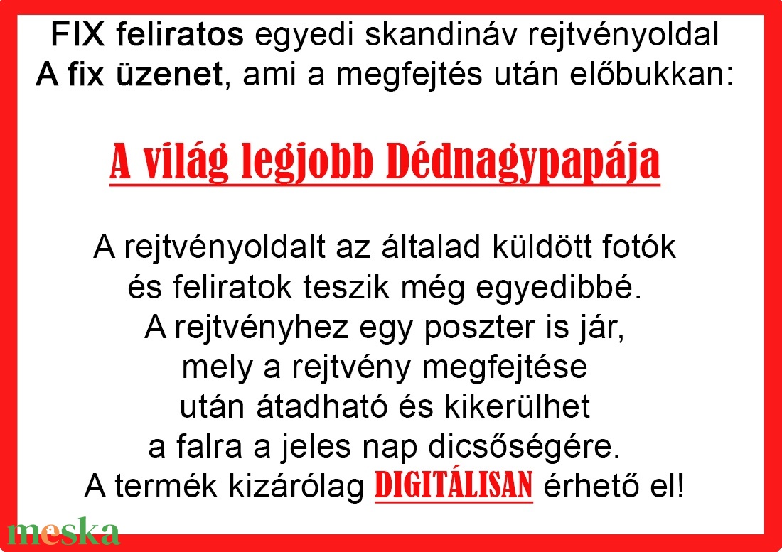 Skandináv keresztrejtvény fix feliratos titkos üzenet nagypapa dédnagypapa születésnap szülinap névnap különleges vicces - otthon & életmód - dekoráció - kép & falikép - poszter - Meska.hu