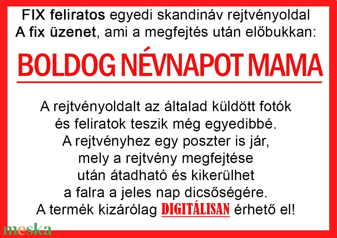 Skandináv keresztrejtvény fix feliratos titkos üzenet névnap Mama nagymama nagyi köszöntő különleges vicces - otthon & életmód - dekoráció - kép & falikép - poszter - Meska.hu