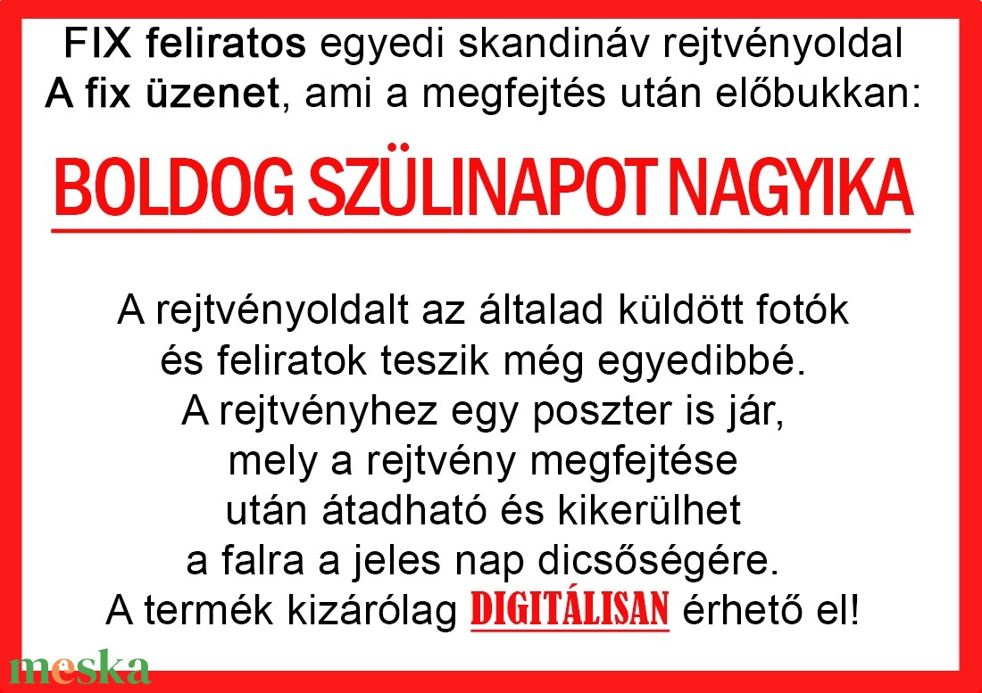 Skandináv keresztrejtvény fix feliratos titkos üzenet Nagyi, Nagyika, NagyMama születésnapi köszöntő különleges vicces - otthon & életmód - dekoráció - kép & falikép - poszter - Meska.hu