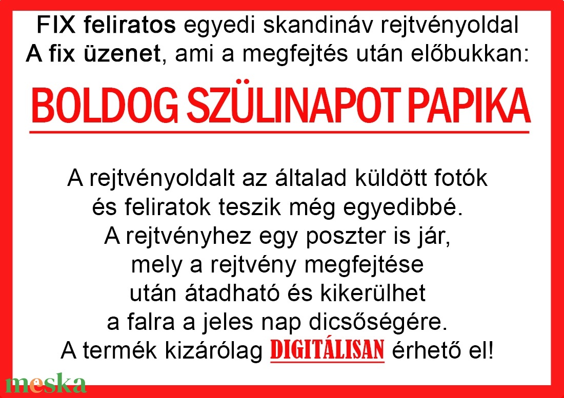 Skandináv keresztrejtvény fix feliratos titkos üzenet szülinapra Papa, Dédpapa, Nagypapa különleges vicces - otthon & életmód - dekoráció - kép & falikép - poszter - Meska.hu