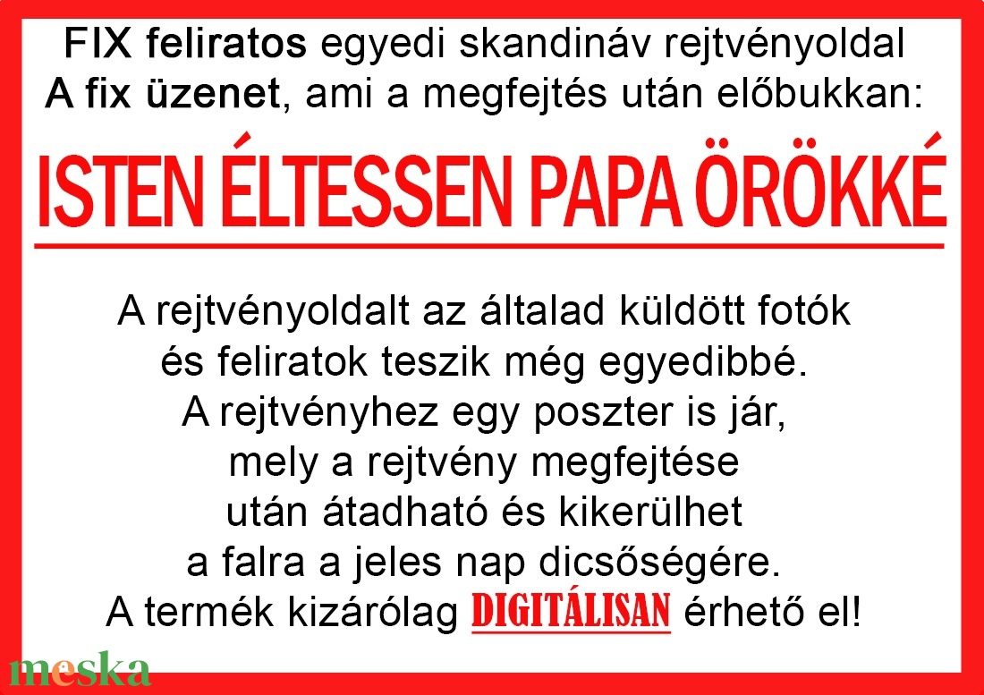 Skandináv keresztrejtvény fix feliratos titkos üzenet PAPA nagypapa dédnagypapa születésnap szülinap különleges vicces - otthon & életmód - dekoráció - kép & falikép - poszter - Meska.hu