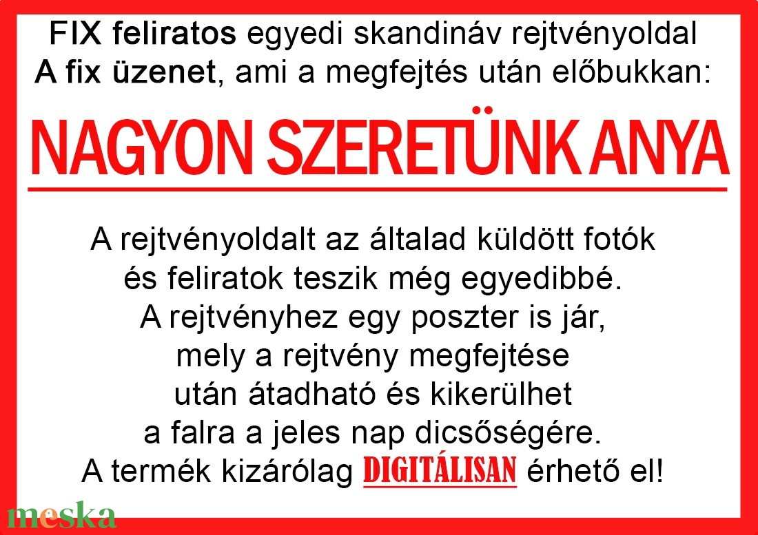 Skandináv keresztrejtvény fix feliratos titkos üzenet Anyának, Anyunak Nagyinak szülinapra különleges vicces évfordulóra - otthon & életmód - dekoráció - kép & falikép - poszter - Meska.hu