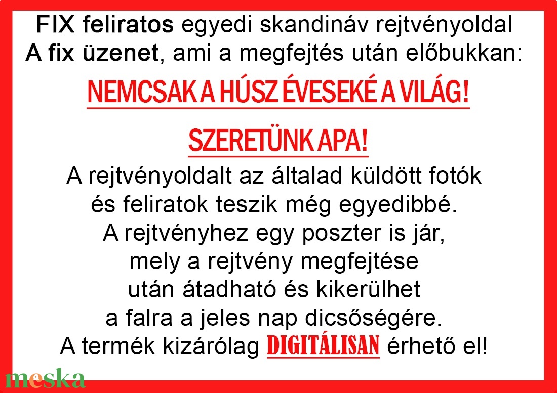 Skandináv keresztrejtvény fix feliratos titkos üzenet Apának, Papának Apunak szülinapra különleges vicces évfordulóra - otthon & életmód - dekoráció - kép & falikép - poszter - Meska.hu