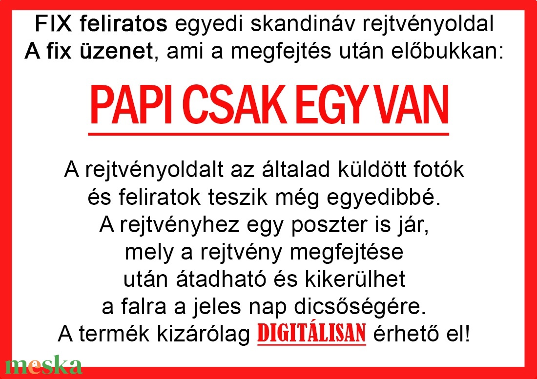 Papának Skandináv keresztrejtvény fix feliratos titkos Apu Dédpapa Nagypapa szülinapra különleges vicces évforduló - otthon & életmód - dekoráció - kép & falikép - poszter - Meska.hu