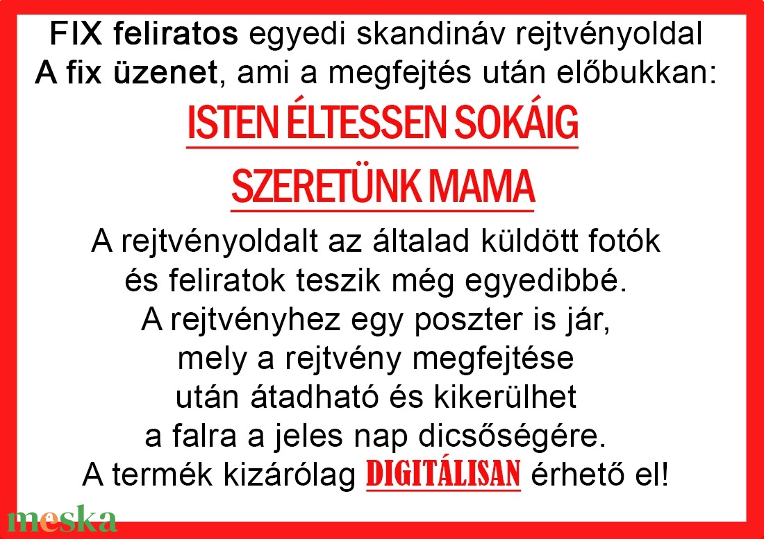 Mamának Skandináv keresztrejtvény fix feliratos titkos Anya Dédi Nagyi Nagymama szülinapra különleges vicces évforduló - otthon & életmód - dekoráció - kép & falikép - poszter - Meska.hu