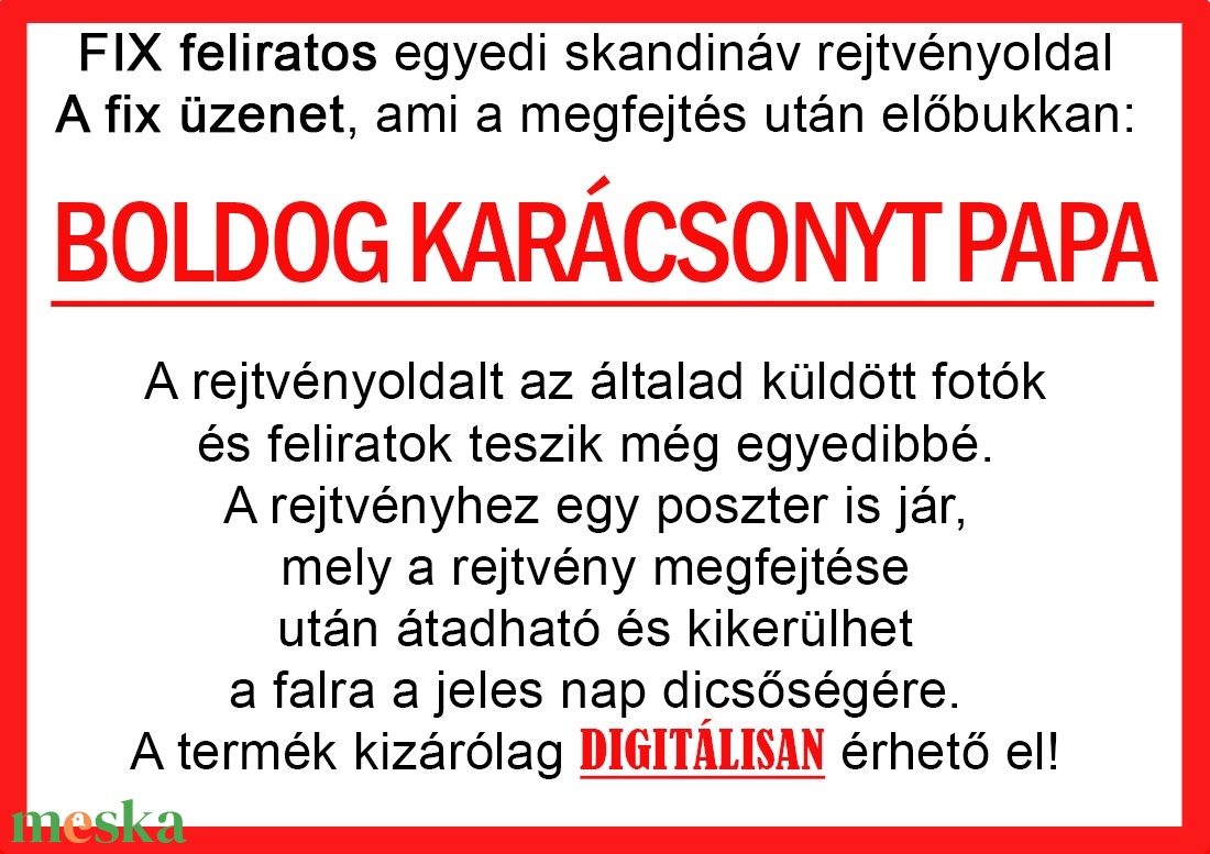 Papának Skandináv keresztrejtvény fix feliratos titkos üzenet karácsonyi ajándék különleges vicces mamának anyu apu papa - otthon & életmód - dekoráció - kép & falikép - poszter - Meska.hu