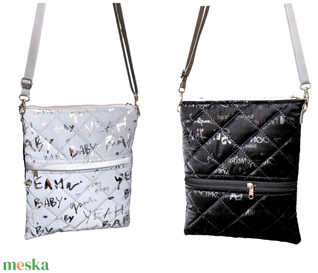 Készleten! - Ha akarom ezüst ha akarom fekete keresztpántos laptáska / Crossbody  - táska & tok - kézitáska & válltáska - vállon átvethető táska - Meska.hu