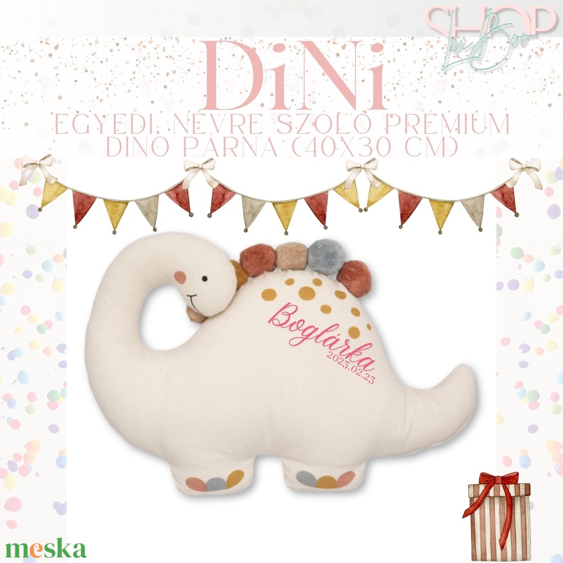 Dini - Prémium emlékőr dino párna (40x30 cm) - játék & sport - plüssállat & játékfigura - plüss dínók - Meska.hu