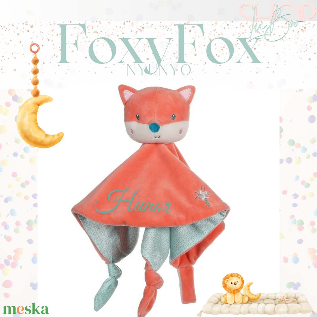 FoxyFox névre szóló nyúnyó (25 cm) - otthon & életmód - babaszoba, gyerekszoba - babatakaró, gyerek pléd - Meska.hu