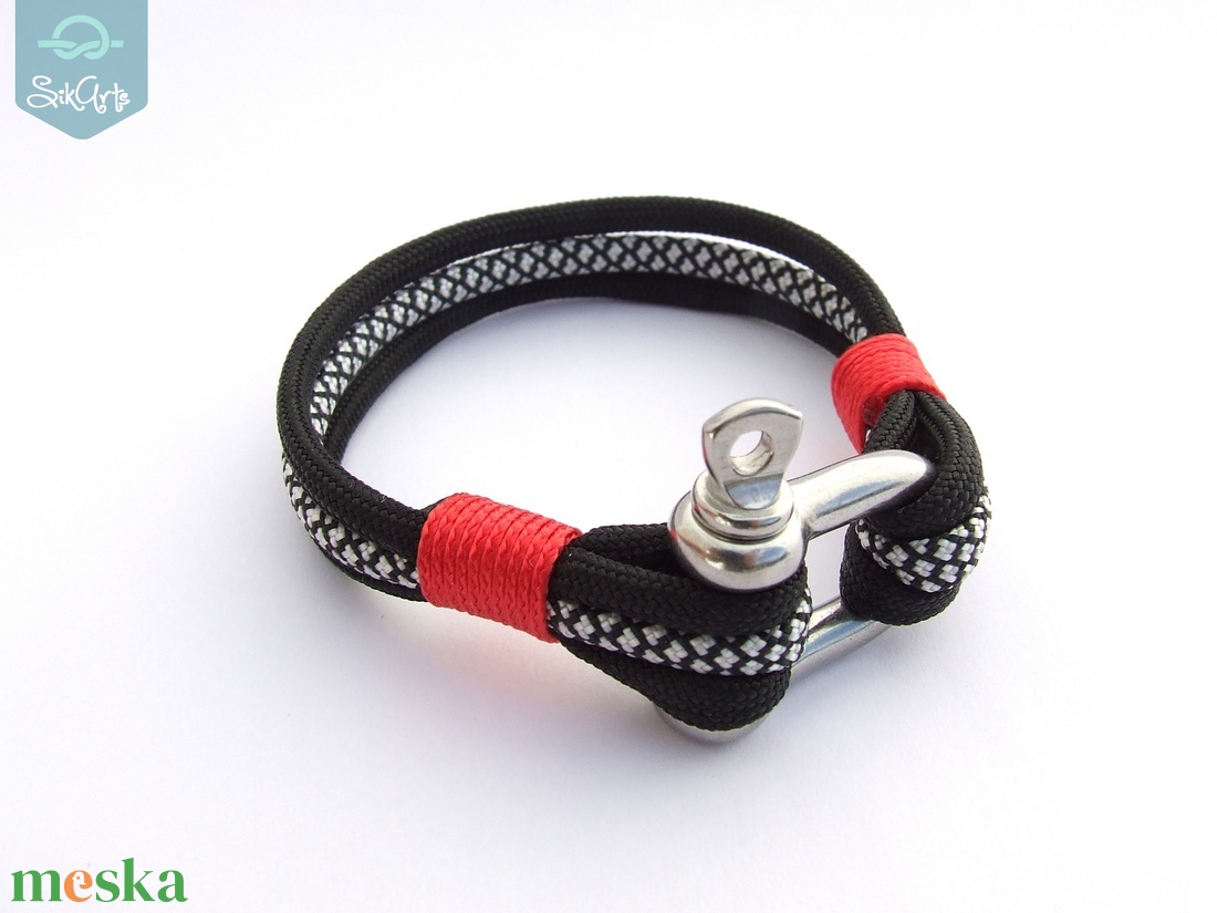 NAUTICAL paracord karkötő - Black Diamond - ékszer - karkötő - fonott karkötő - Meska.hu