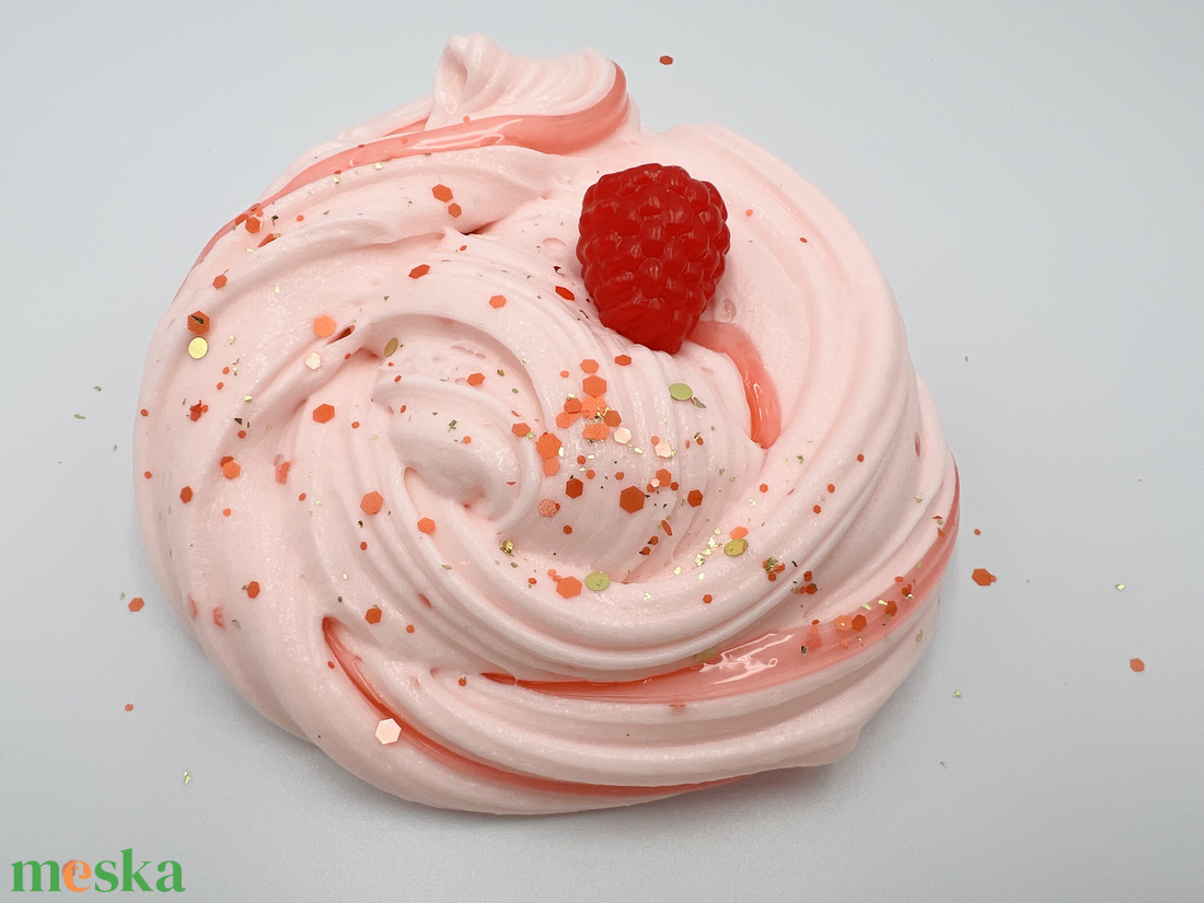 Raspberry Shortcake - Frosting slime - málna torta slime (ragacsgyurma, ragacs, nyálka) - játék & sport - készségfejlesztő és logikai játék - szín és formaválogató játékok - Meska.hu