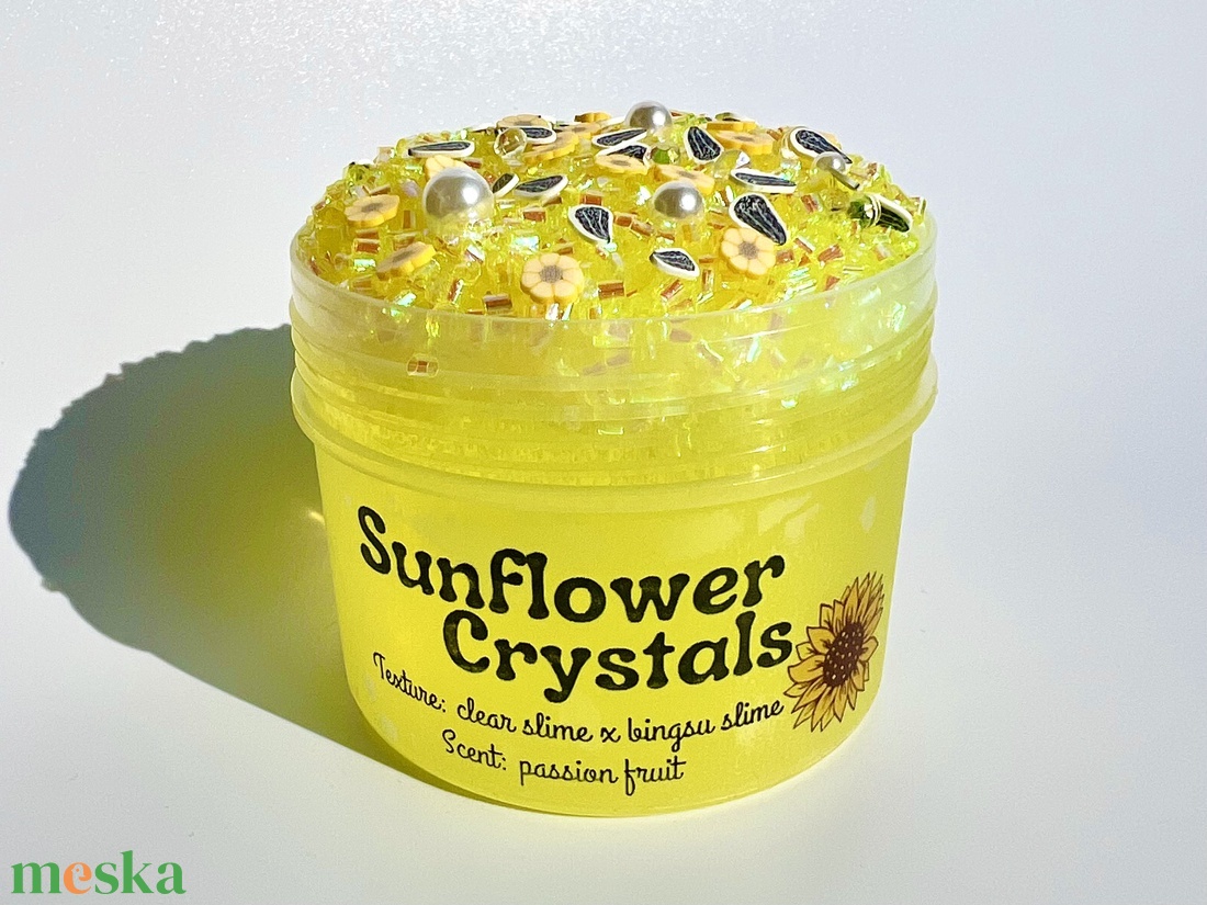 Sunflower Crystals - clear Slime x bingsu slime - Illatos Slime - ASMR (ragacsgyurma, ragacs, nyálka) - játék & sport - készségfejlesztő és logikai játék - szín és formaválogató játékok - Meska.hu