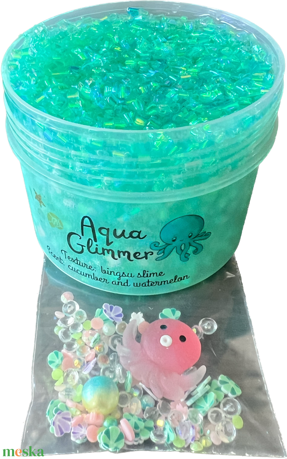 Aqua Glimmer - bingsu slime - Illatos Slime - ASMR (ragacsgyurma, ragacs, nyálka) - játék & sport - készségfejlesztő és logikai játék - szín és formaválogató játékok - Meska.hu