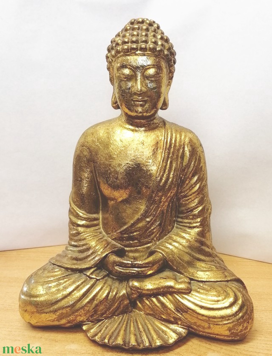 Aranyozott meditáló Buddha kerámia szobor. Értékes ritkaság - művészet - szobor - kerámia - Meska.hu