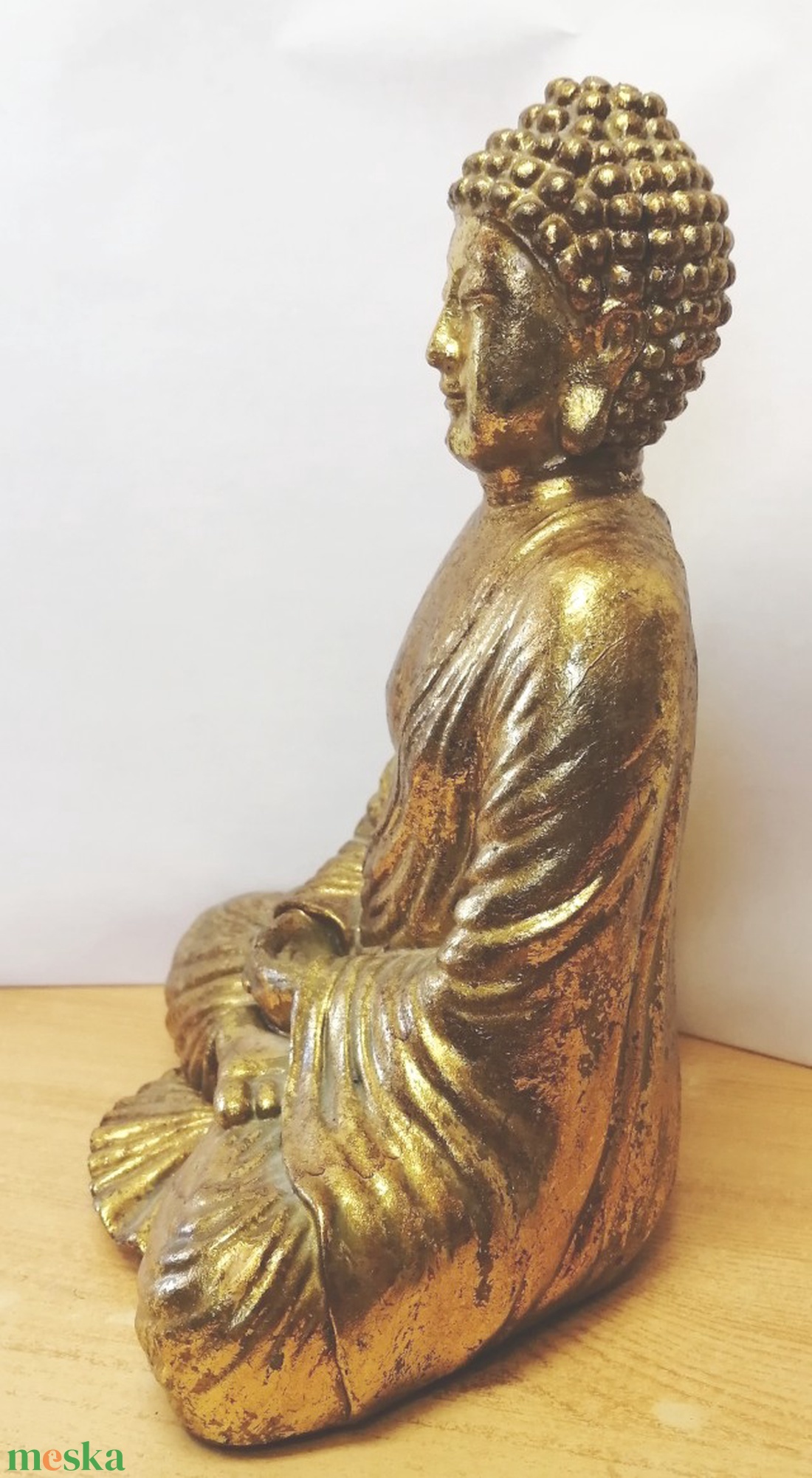 Aranyozott meditáló Buddha kerámia szobor. Értékes ritkaság - művészet - szobor - kerámia - Meska.hu