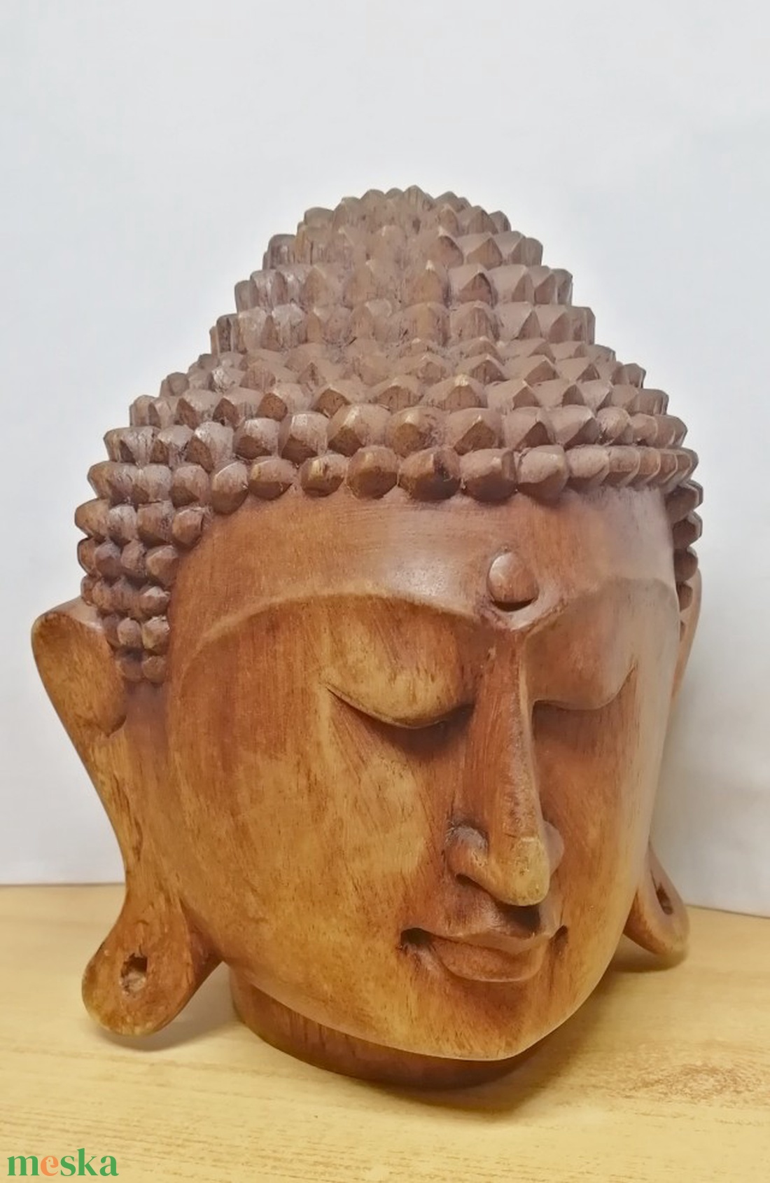 Buddha faragott természetes keményfa szobor Indonéziából. 21cm. - művészet - szobor - fa - Meska.hu