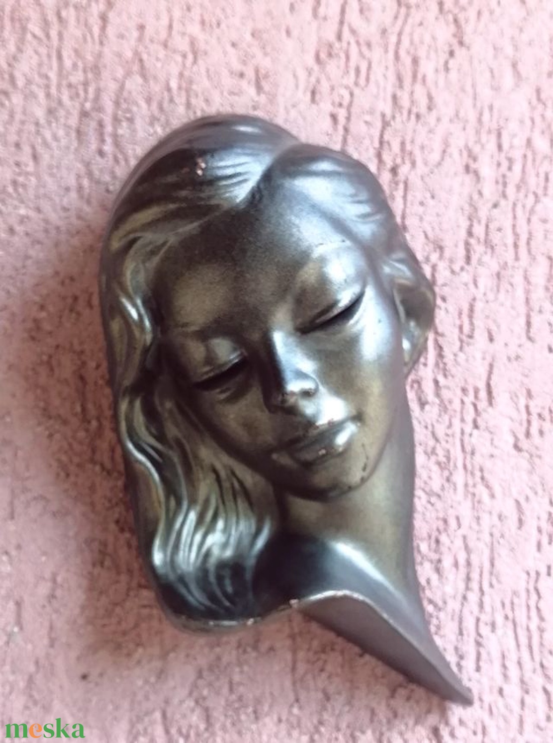 Grey Lady Art Deco Mázas, égetett kerámia dombormű, Németországból 1958 - otthon & életmód - dekoráció - fali és függő dekoráció - függődísz - Meska.hu