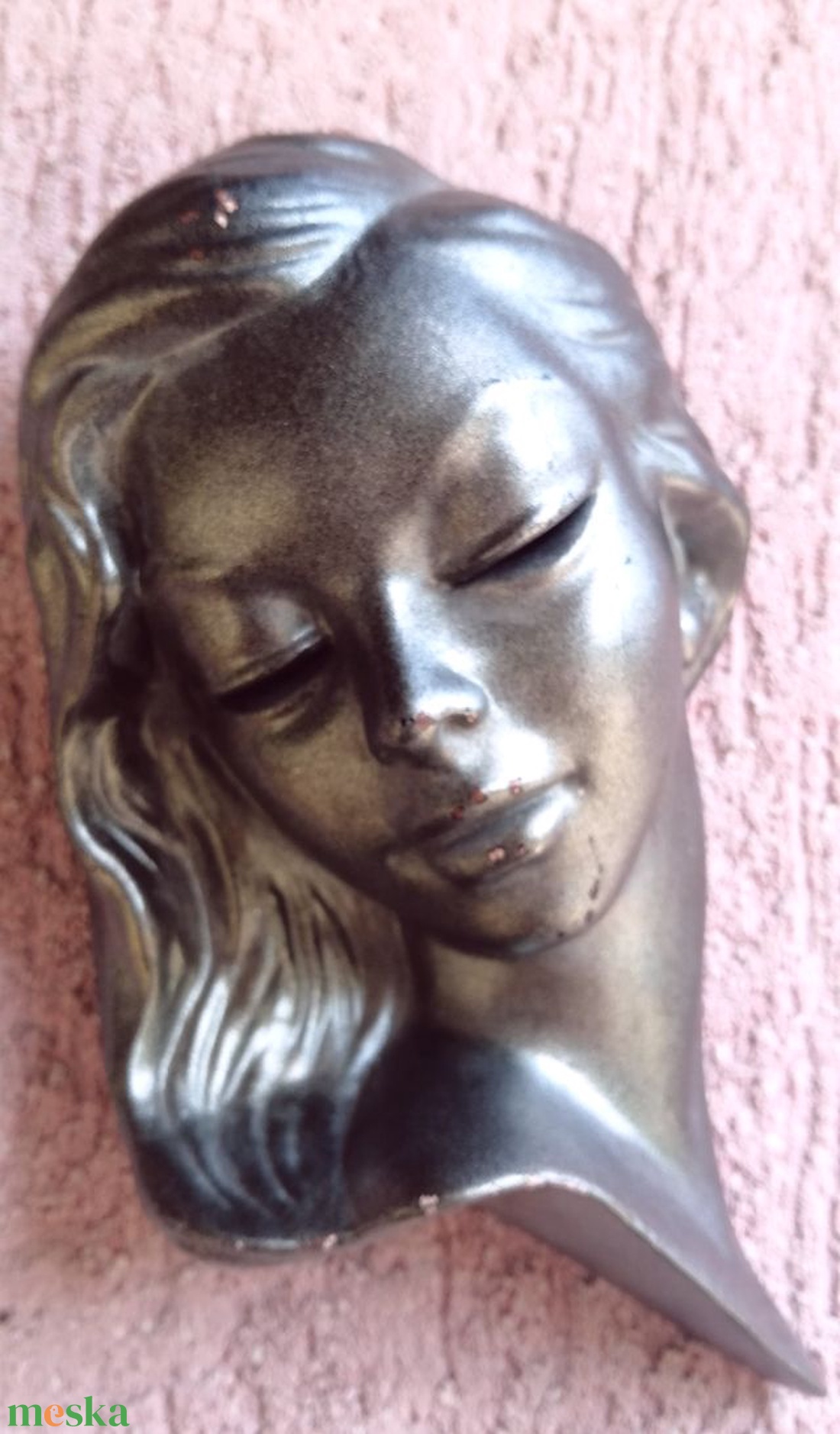 Grey Lady Art Deco Mázas, égetett kerámia dombormű, Németországból 1958 - otthon & életmód - dekoráció - fali és függő dekoráció - függődísz - Meska.hu