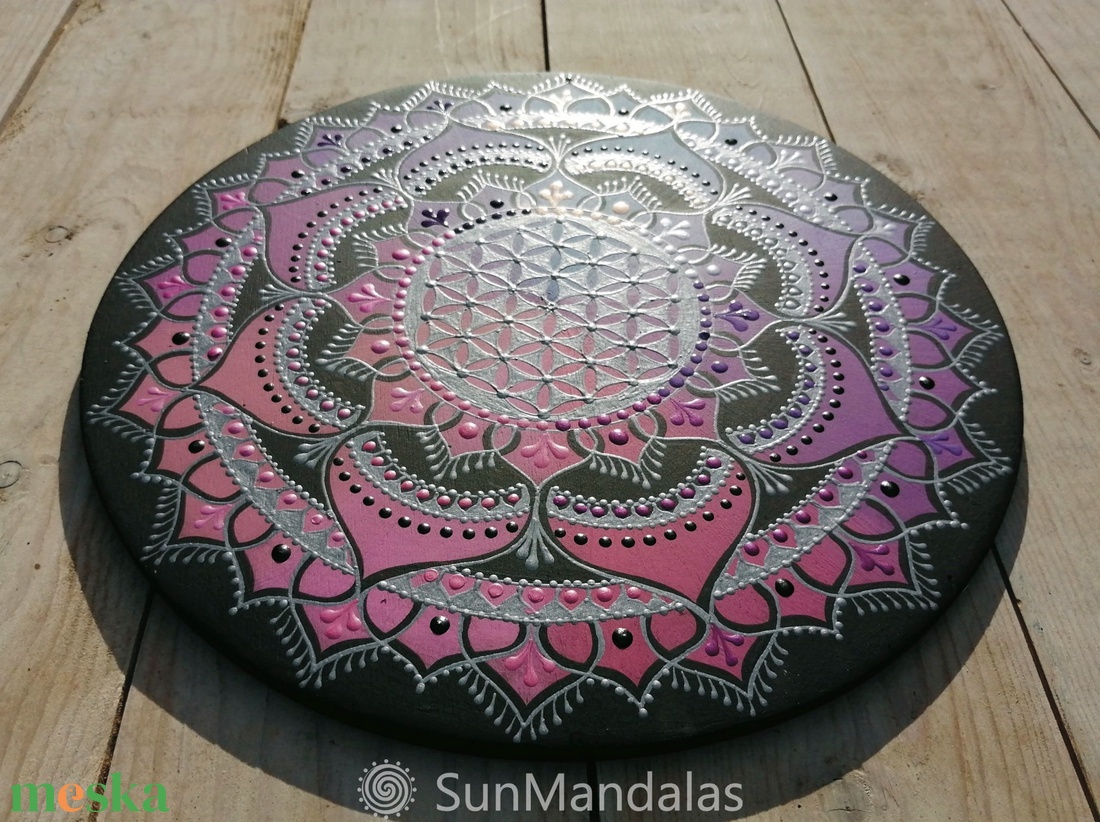  Rózsaszín-lila-fekete Mandala - otthon & életmód - dekoráció - spiritualitás - mandala - Meska.hu