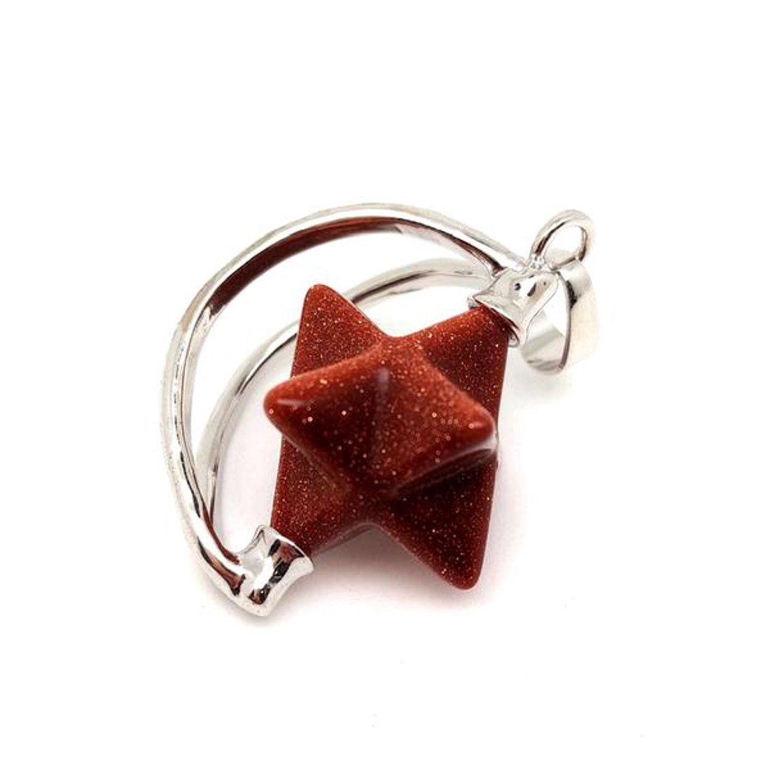 Merkaba medál fémmel goldstone vörös 2x3cm - ékszer - nyaklánc - medál - Meska.hu