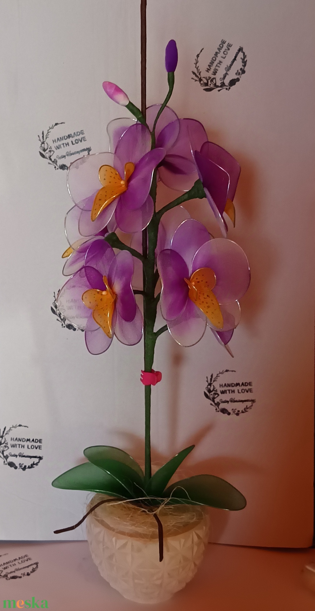 Orchidea harisnya virág  - otthon & életmód - dekoráció - virágdísz és tartó - cserép & kaspó - Meska.hu