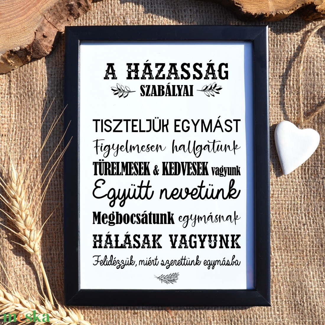 A házasság szabályai dekor grafika - Valentin-napra - A/4-es fotópapírra vagy keretezve - otthon & életmód - dekoráció - fali és függő dekoráció - falra akasztható dekor - Meska.hu