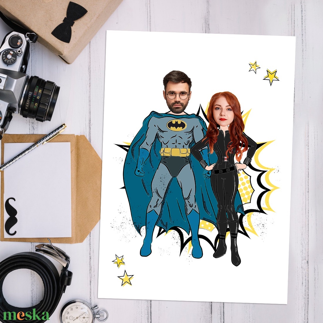 Szuperpáros! Szuperhősös Batmanes grafika választható figurákkal, fotópapíron vagy keretezve (A/4) - művészet - grafika & illusztráció - digitális - Meska.hu