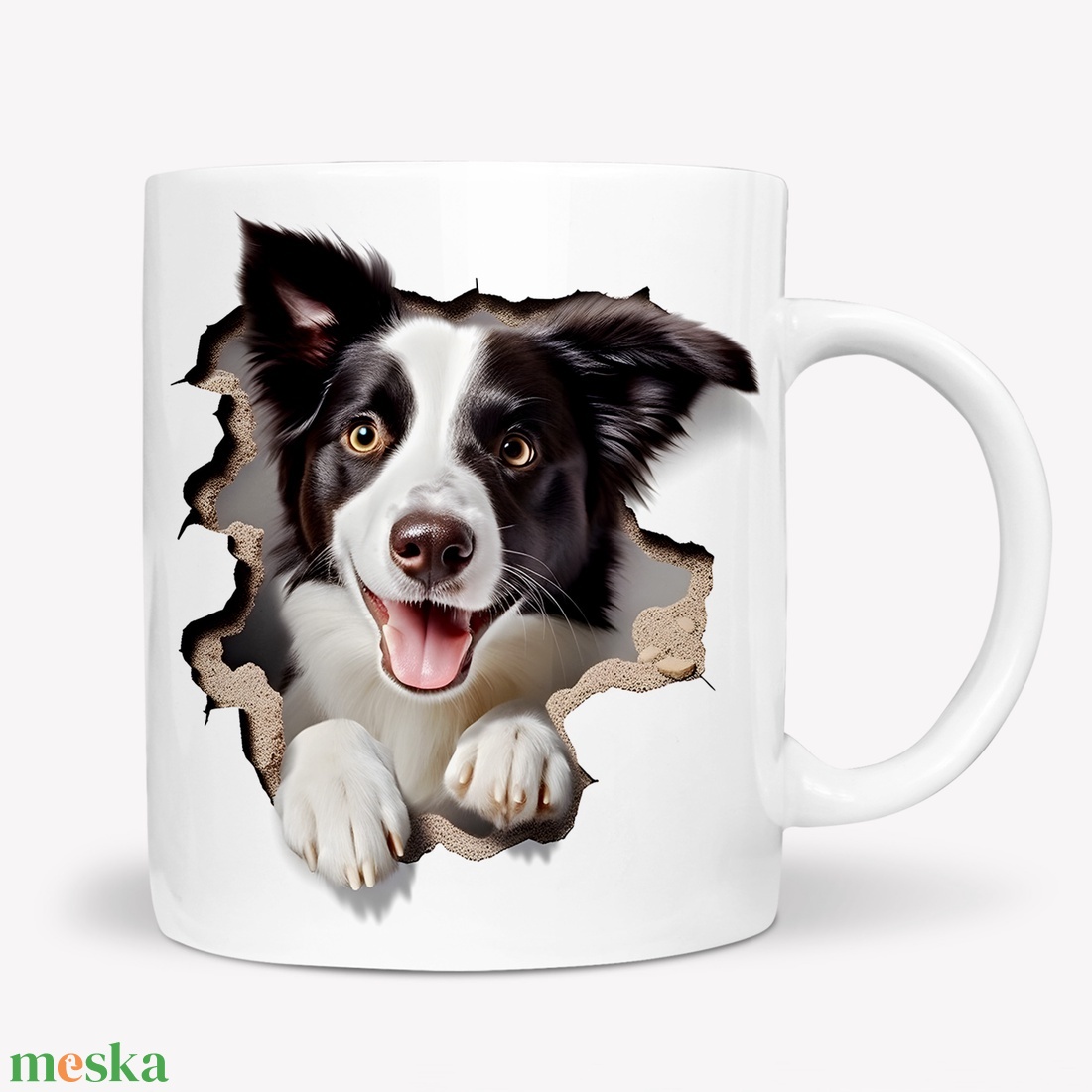 3D hatású kutyás kerámia bögre - 3dl - Border Collie - otthon & életmód - konyhafelszerelés, tálalás - tálalás - bögre & csésze - Meska.hu