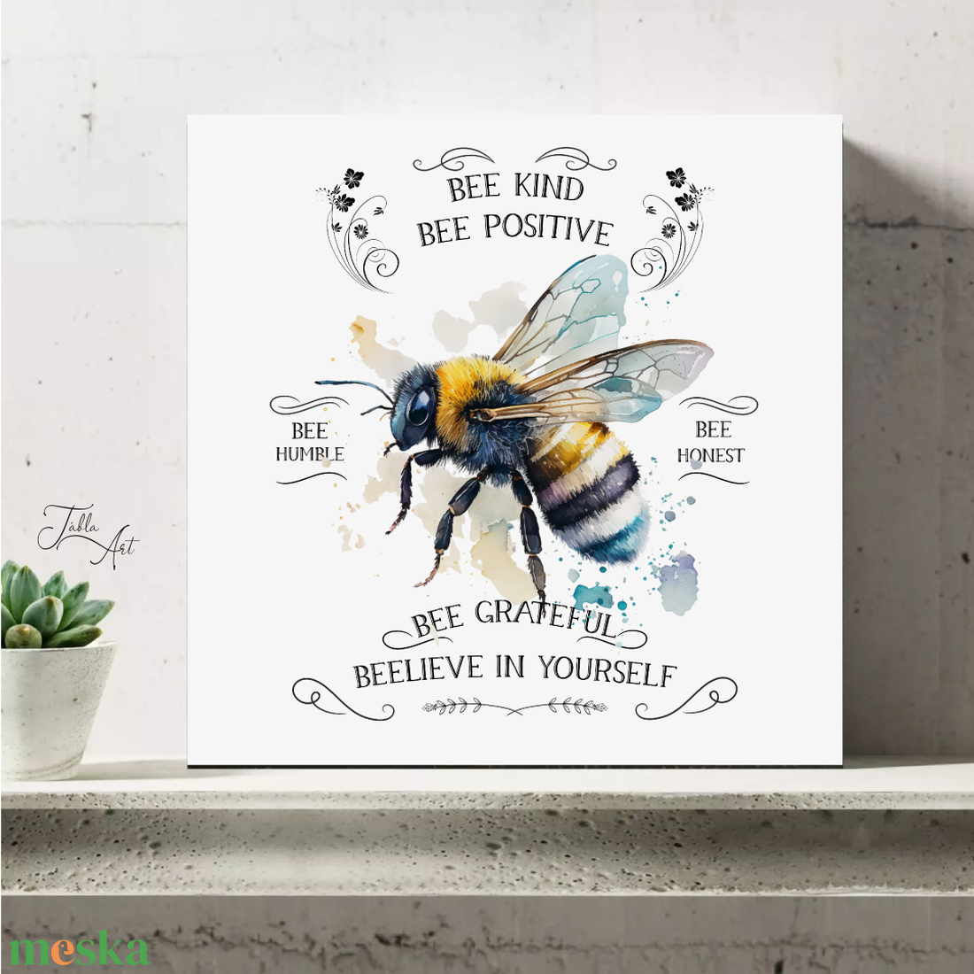 Bee kind, bee positive  - vászonkép különböző méretben - otthon & életmód - dekoráció - kép & falikép - táblakép - Meska.hu