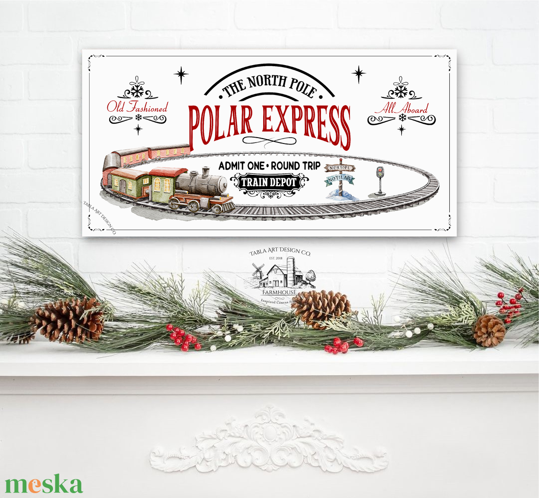 The north pole polar express - karácsonyi vászonkép különböző méretben - otthon & életmód - dekoráció - kép & falikép - táblakép - Meska.hu