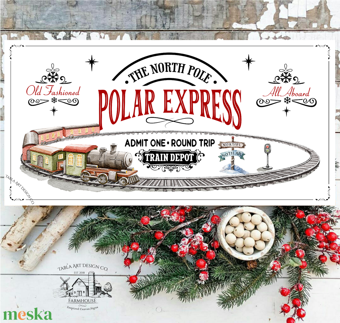 The north pole polar express - karácsonyi vászonkép különböző méretben - otthon & életmód - dekoráció - kép & falikép - táblakép - Meska.hu