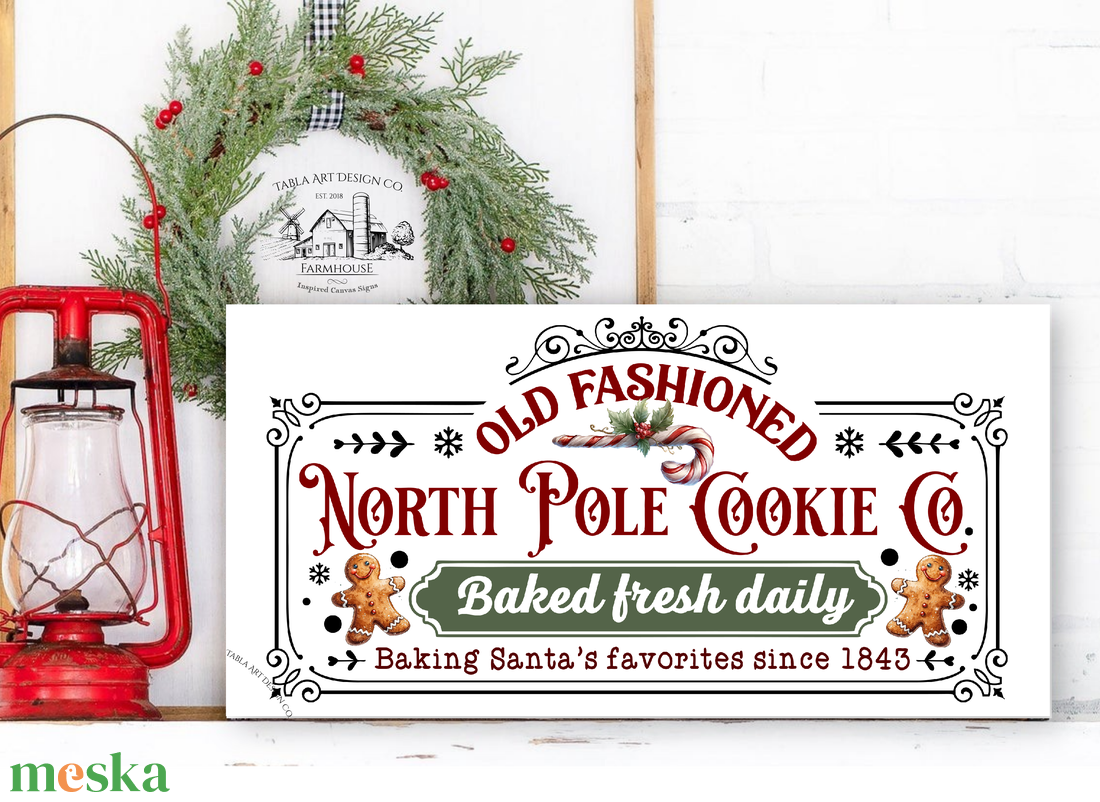 Old Fashioned North Pole cookies - karácsonyi vászonkép különböző méretben - otthon & életmód - dekoráció - kép & falikép - táblakép - Meska.hu