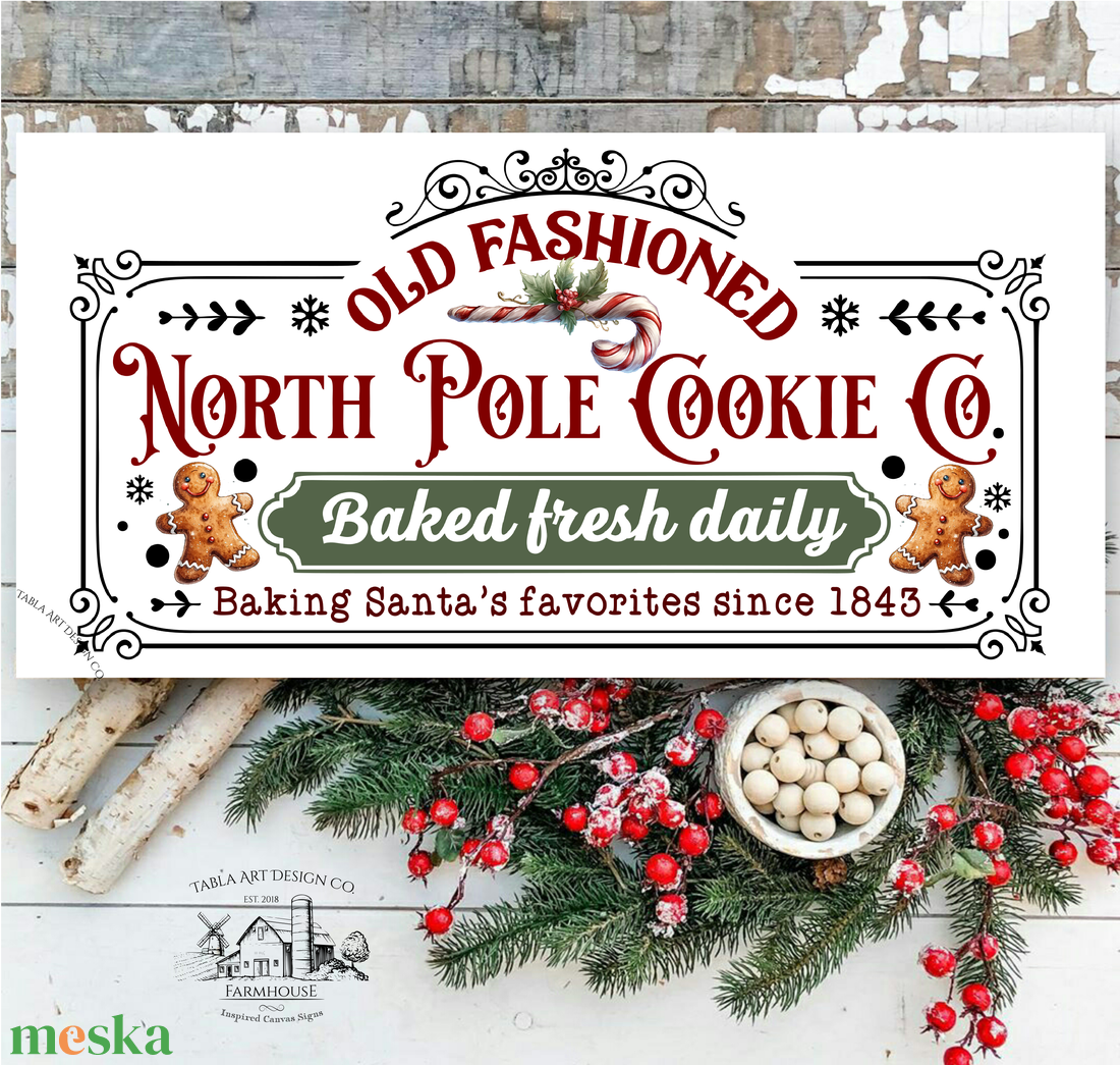 Old Fashioned North Pole cookies - karácsonyi vászonkép különböző méretben - otthon & életmód - dekoráció - kép & falikép - táblakép - Meska.hu