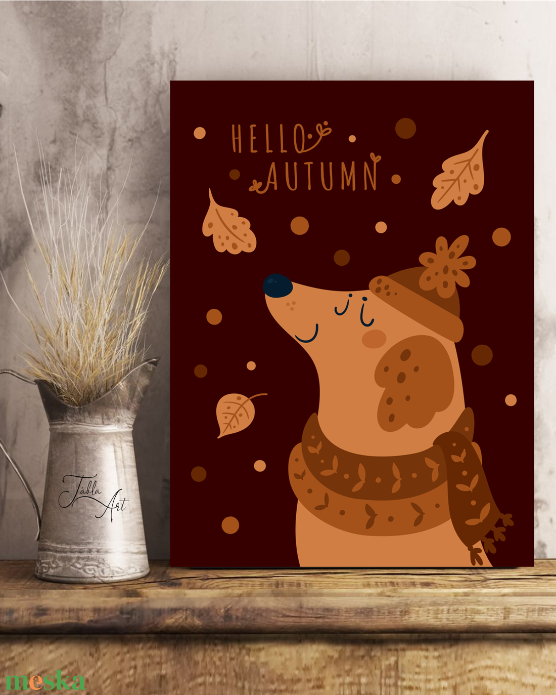 Hello Autumn - kutya - őszi vászonkép különböző méretben - otthon & életmód - dekoráció - kép & falikép - táblakép - Meska.hu