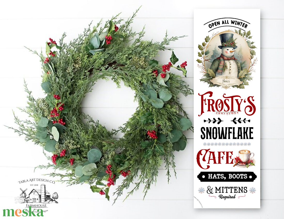 Frosty's snowflake cafe - Karácsonyi vászonkép különböző méretben - otthon & életmód - dekoráció - kép & falikép - táblakép - Meska.hu