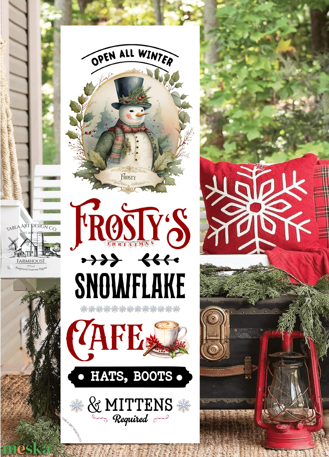 Frosty's snowflake cafe - Karácsonyi vászonkép különböző méretben - otthon & életmód - dekoráció - kép & falikép - táblakép - Meska.hu