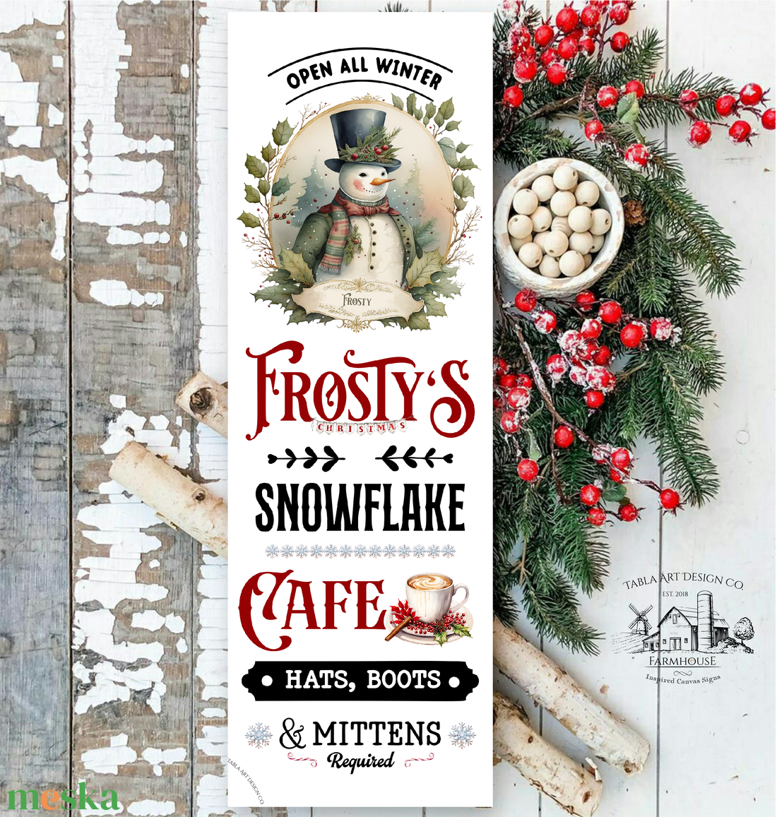 Frosty's snowflake cafe - Karácsonyi vászonkép különböző méretben - otthon & életmód - dekoráció - kép & falikép - táblakép - Meska.hu